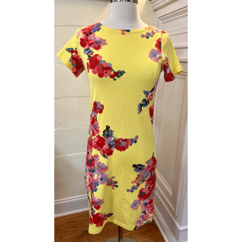 Joules Riviera Shift T-Shirt Dress Womens S 2 Floral Cotton Stretch Lemon Floral